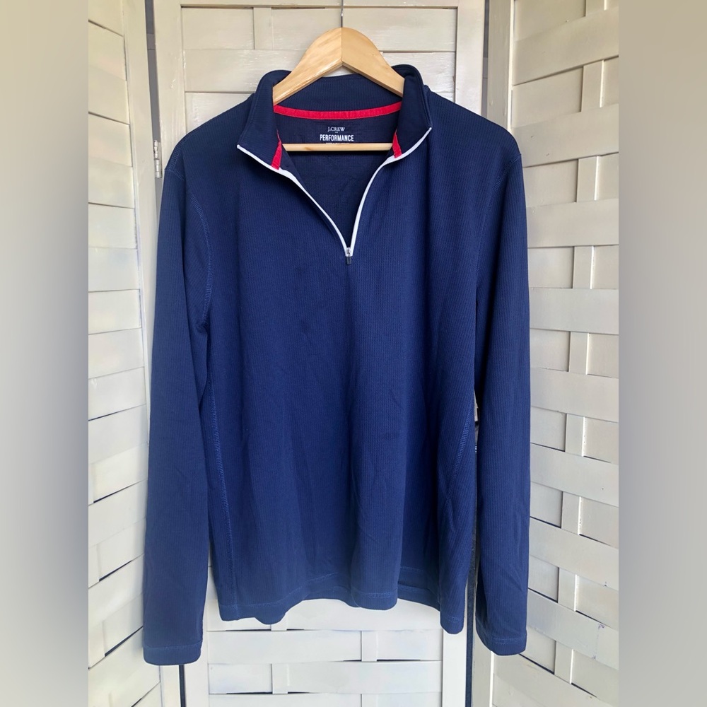 J.Crew Performance Waffle Quarter-Zip Pullover in Navy Size Large